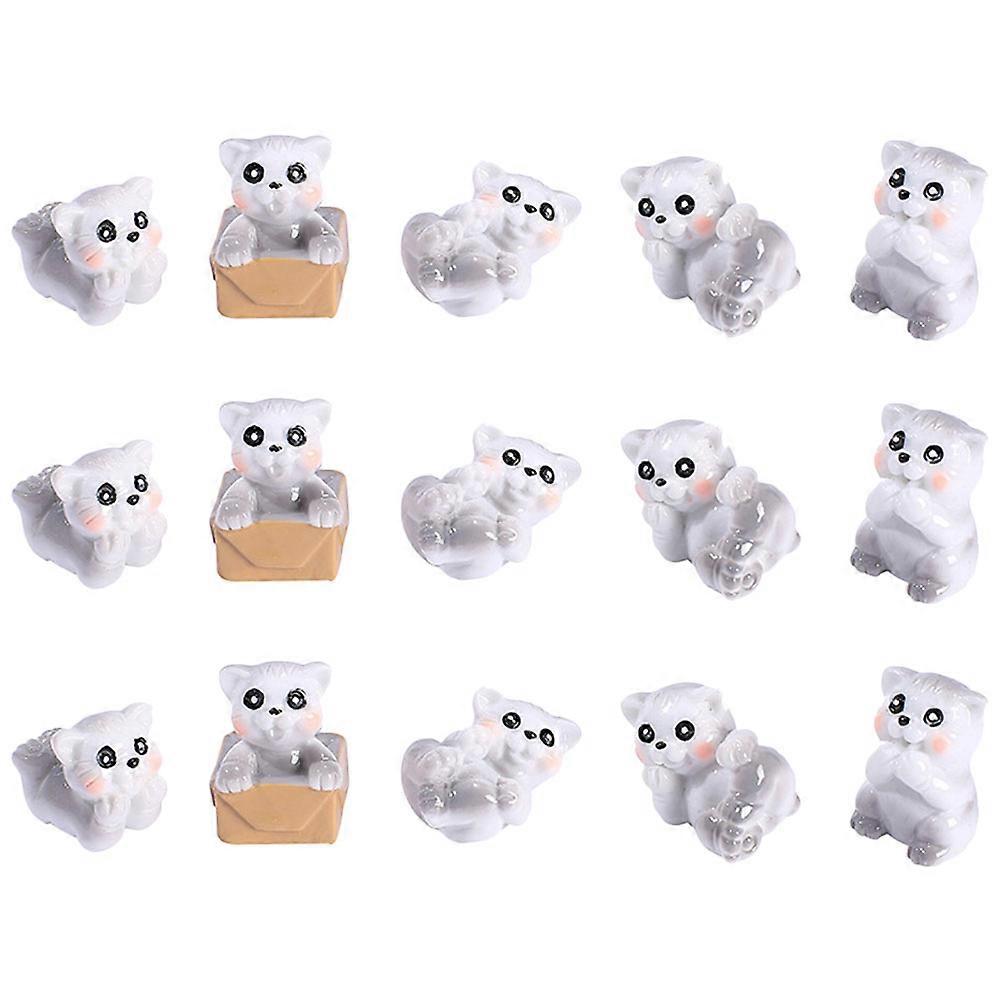 Mini Cat Figurine 15Pcs Assorted Color Resin Material for Decor