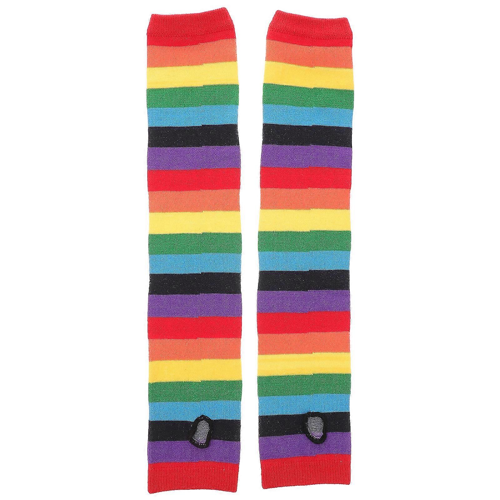 Rainbow Stripe Cooling Arm Sleeves UV Protection Breathable Cotton Elastic Fit No Slip Outdoor Activities Comfortable for Riding Sports Shopping
