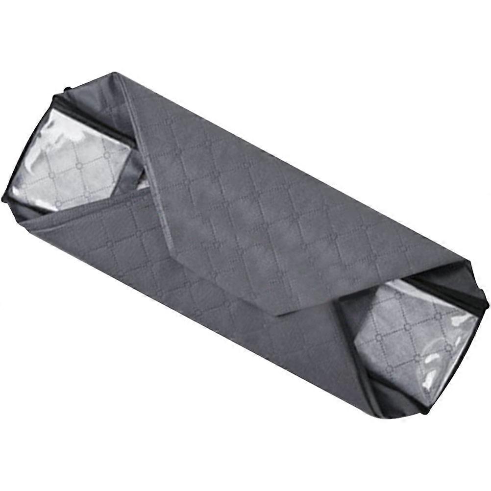 Nonwoven Clothes Storage Box with Transparent Lid for Home Use Grey 2 Front and 2 Side Handles Large Capacity