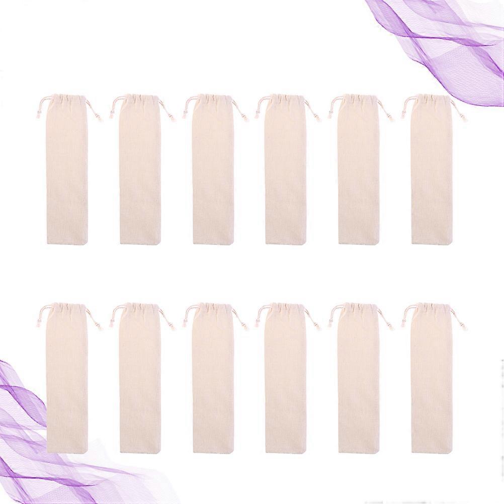 12pcs Pouch for Stainless Steel Straws   Drawstring Storage Bag for Reusable Drinking Straws, Forks & Spoons   Lightweight & Easy to Wash