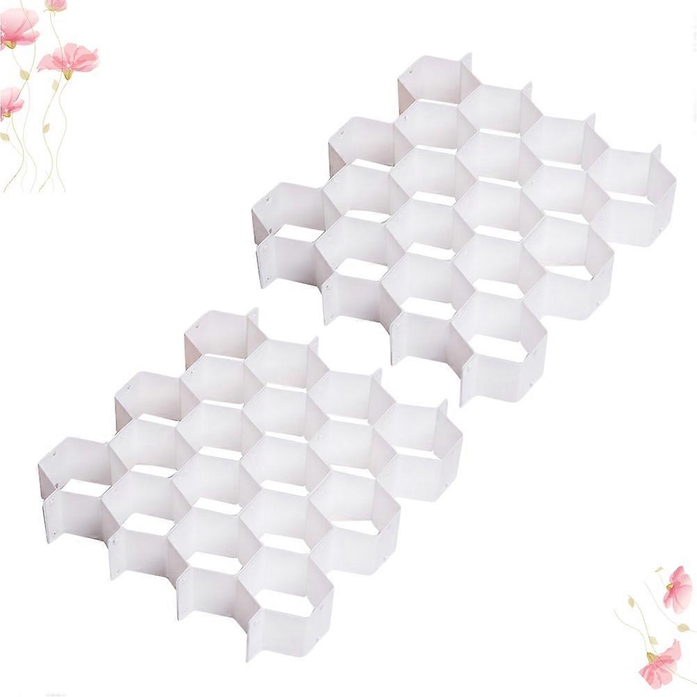 Clothing Organizer Drawer Plastic Honeycomb Shape Free Combination for Closet Organization White 4 Sets