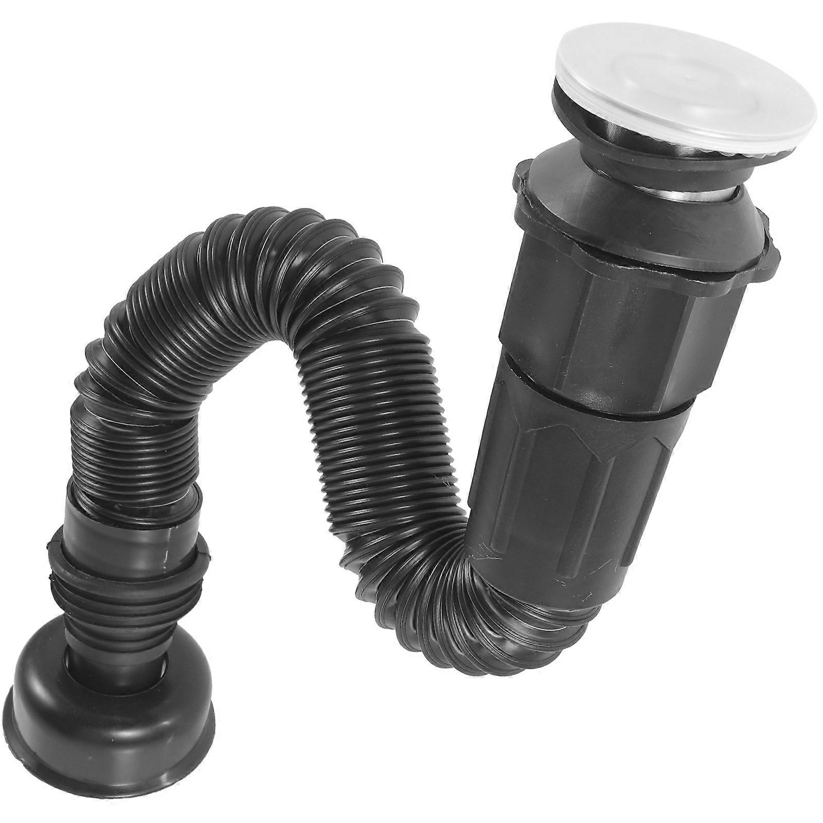 Kitchen Basin Single Drain Pipe Easy Installation Quick Connection Black 1Set