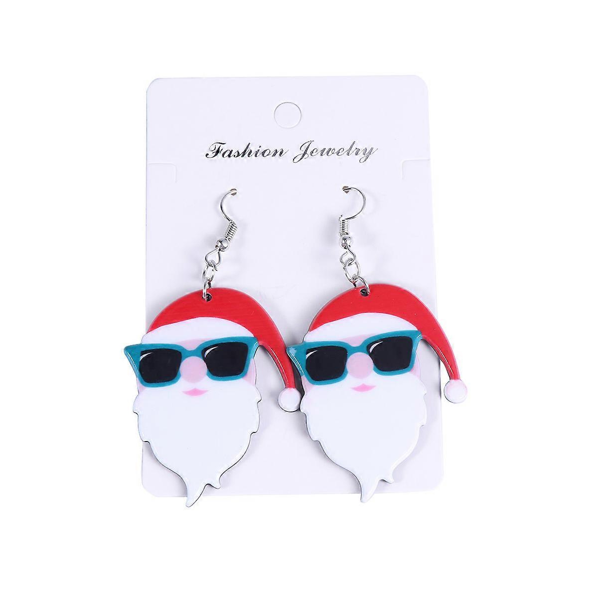 Funny Earrings Santa Claus Design Multi Color 6x3x0.5cm Material Stylish Round 1Pair