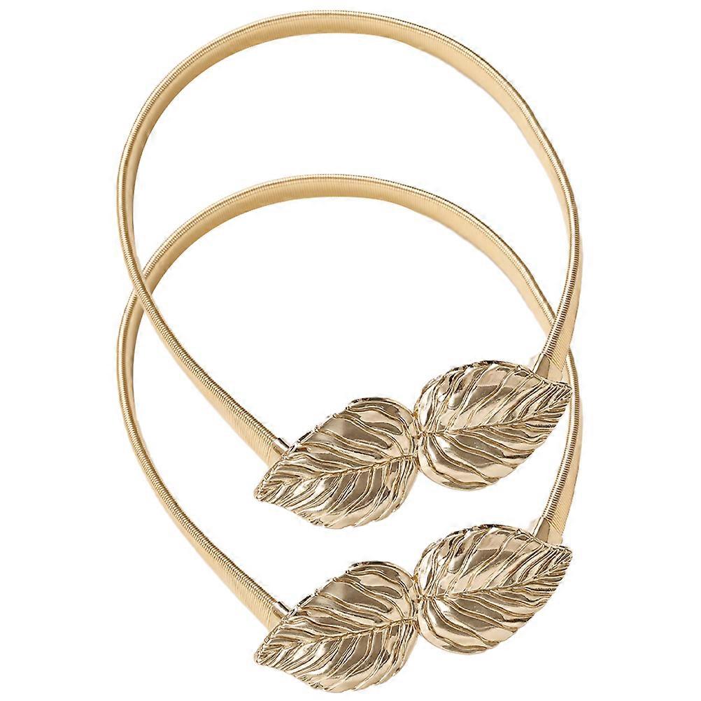 Golden Alloy Leaf Curtain Tie Backs for Home Decor Simple Design Easy to Fix 2pcs