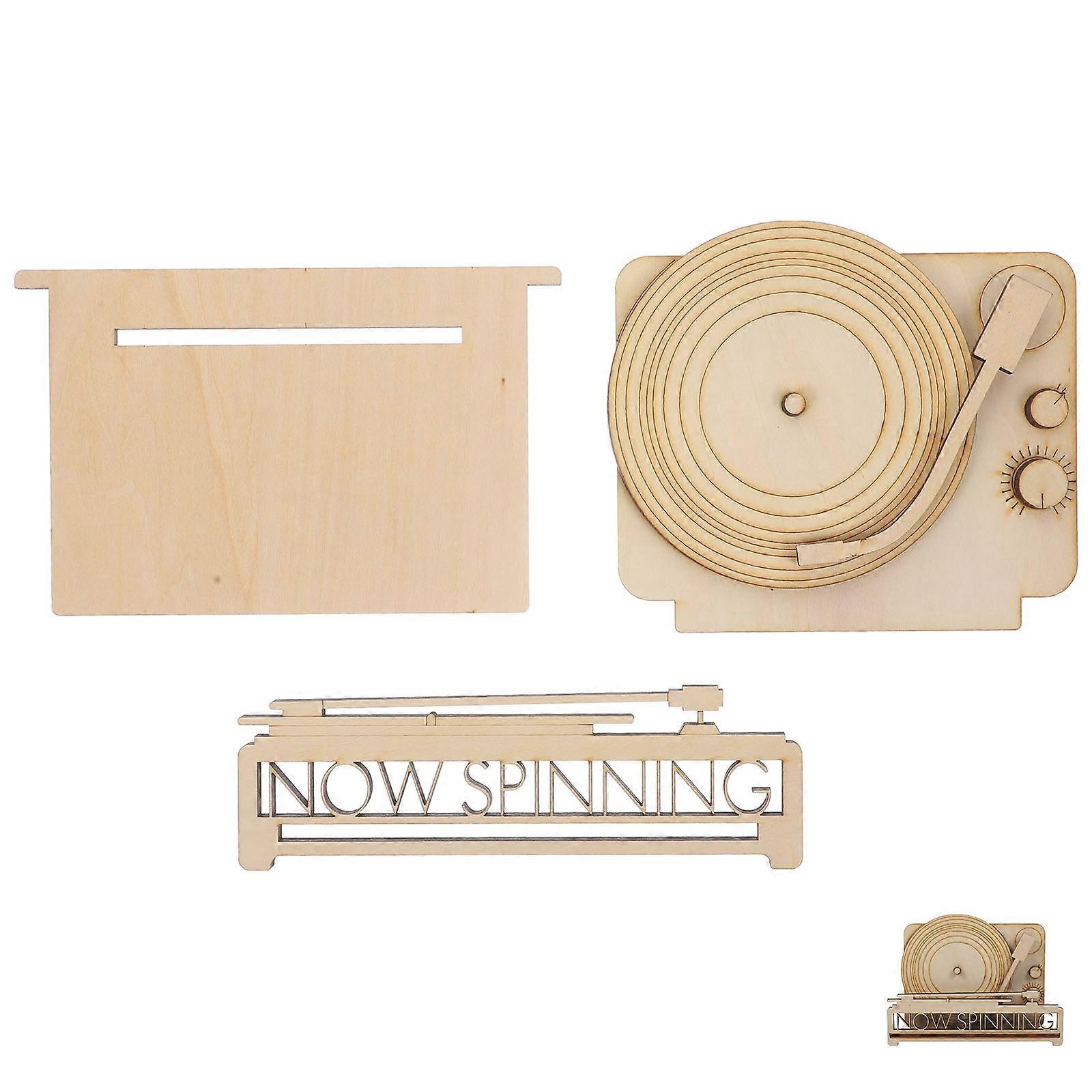 Wood Vinyl Record Stand Storage Display Rectangular Shape Wooden Material 1Set