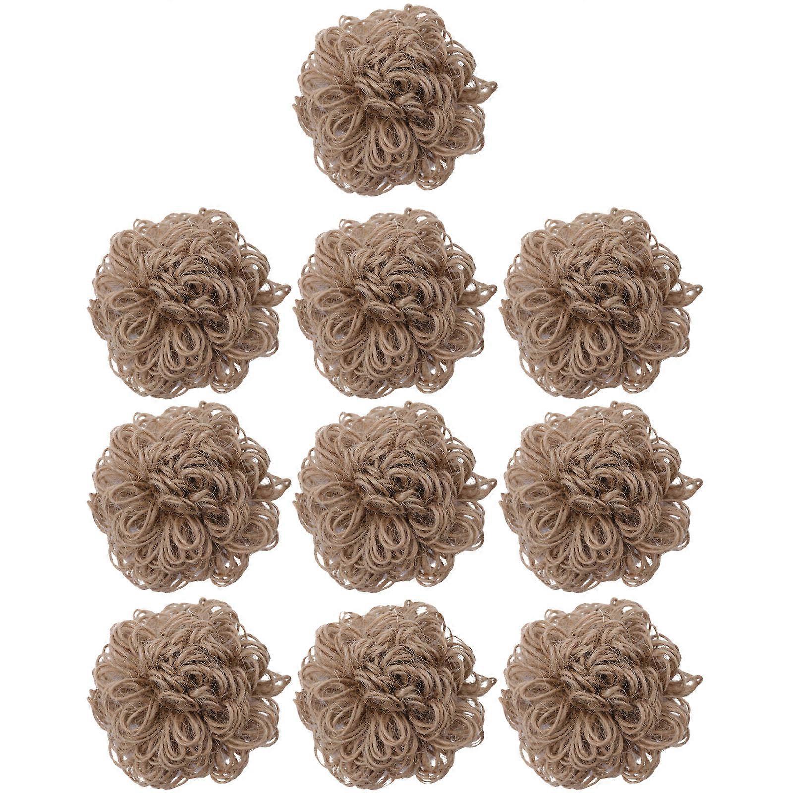10pcs Handmade Burlap Flowers Jute Decorations for DIY Crafts