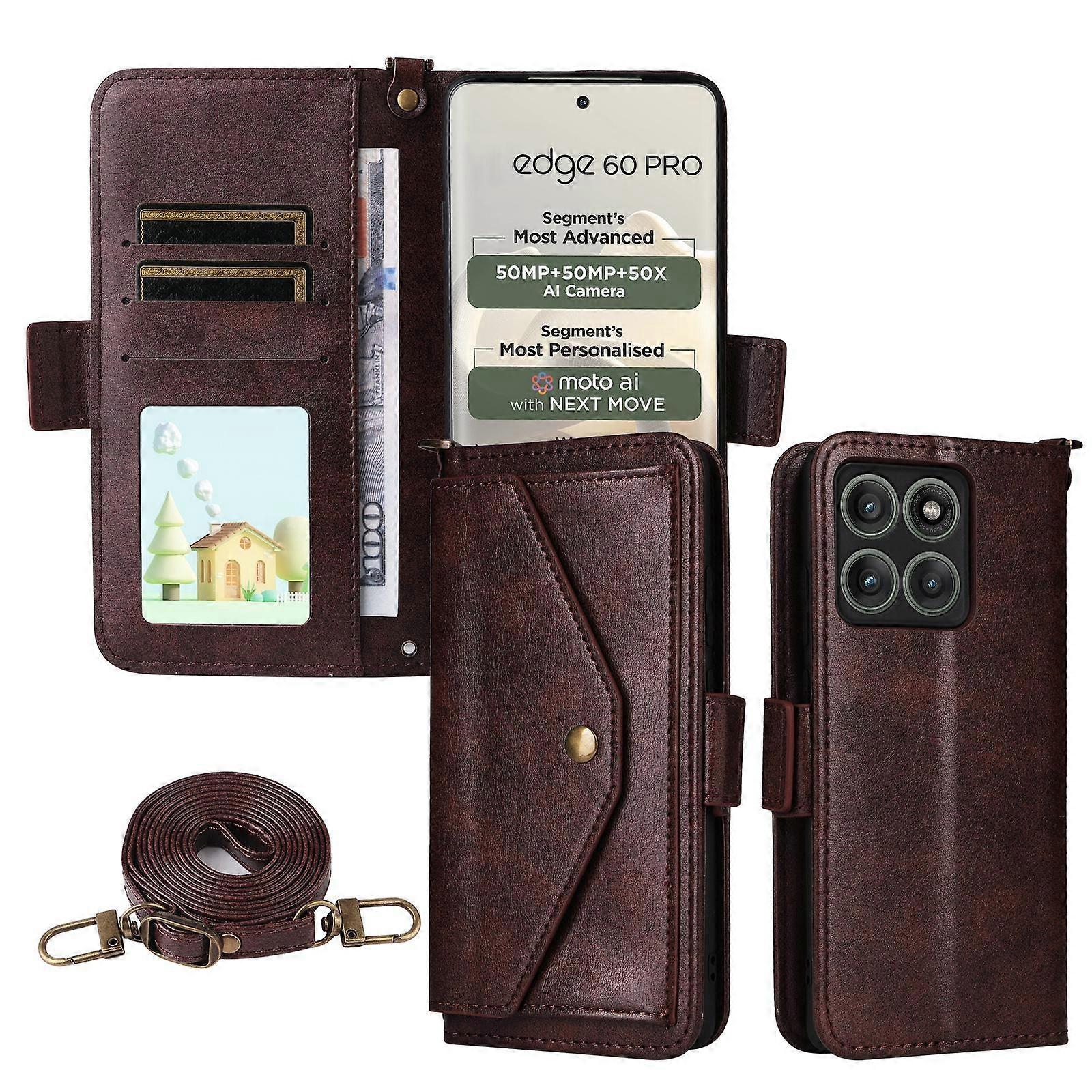 Multi-card Slots Crossbody Cowhide Leather Phone Case