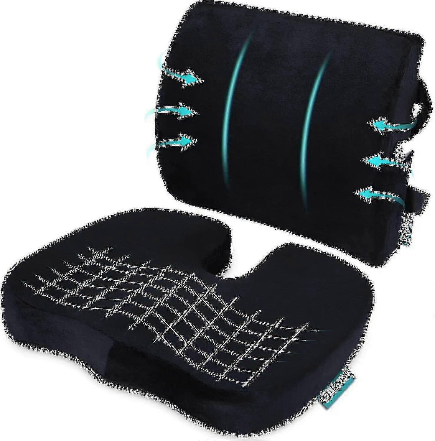 Ergonomic back support cushion compatible with office chair memory foam
