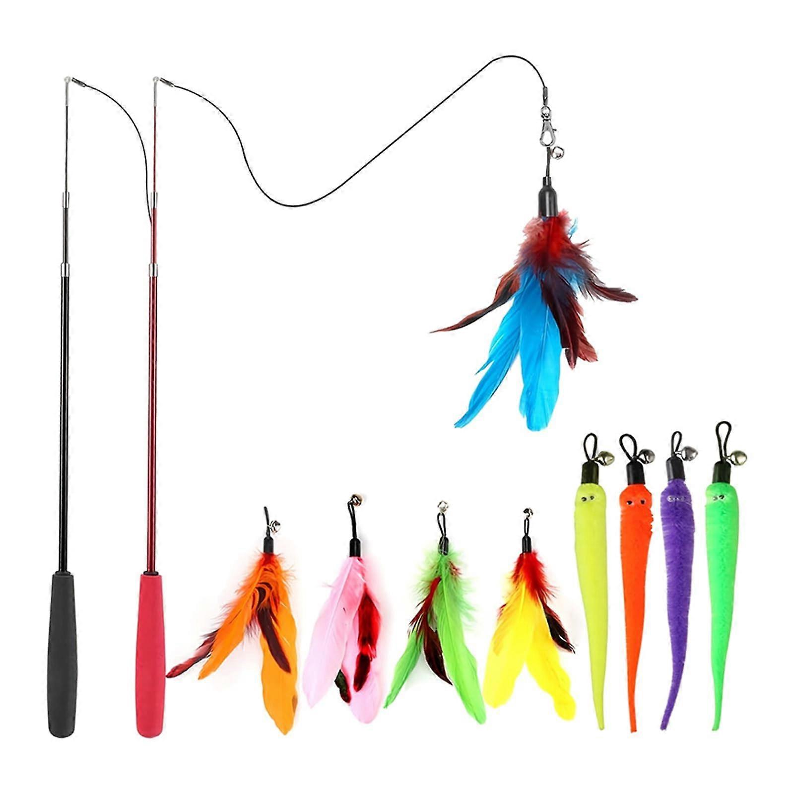 Assortment of 13 cat teaser wand replacement fishing rod toy attachments