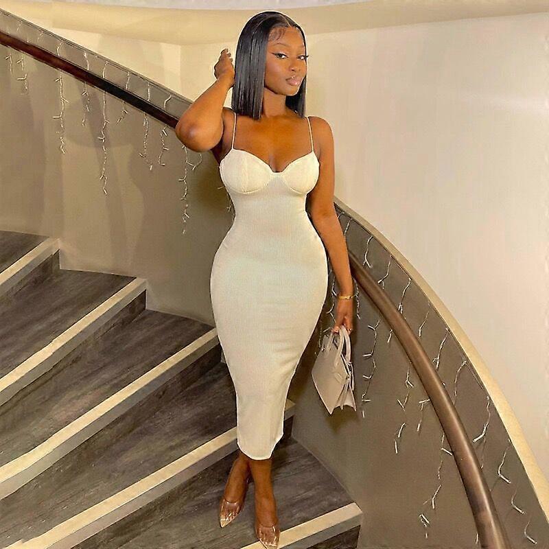 Summer Wrap Halter Solid Color Slim Hip Long Dresses