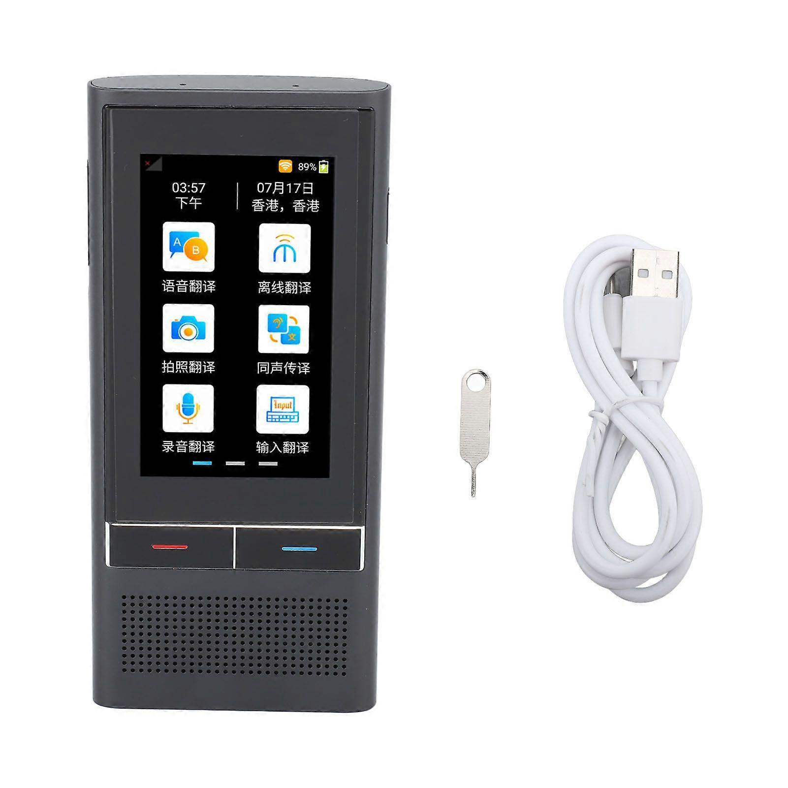 4G Smart Offline Language Translator Device 138 Online Languages 19 Offline Translation Photo Translation Support WIFI Hotspot SIM Card Dark Grey