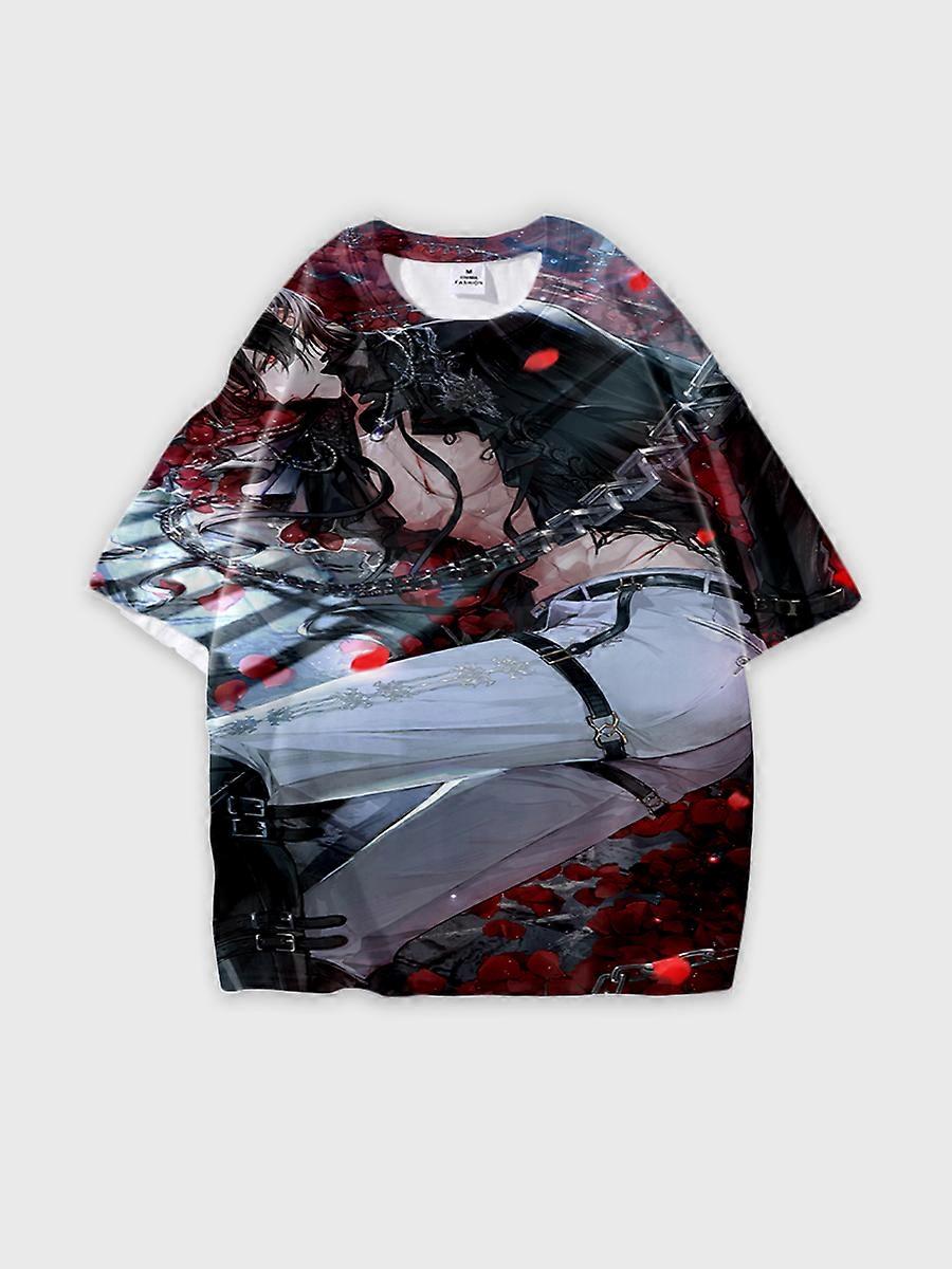 T-shirt round neck Role Pattern loose short sleeve E2071