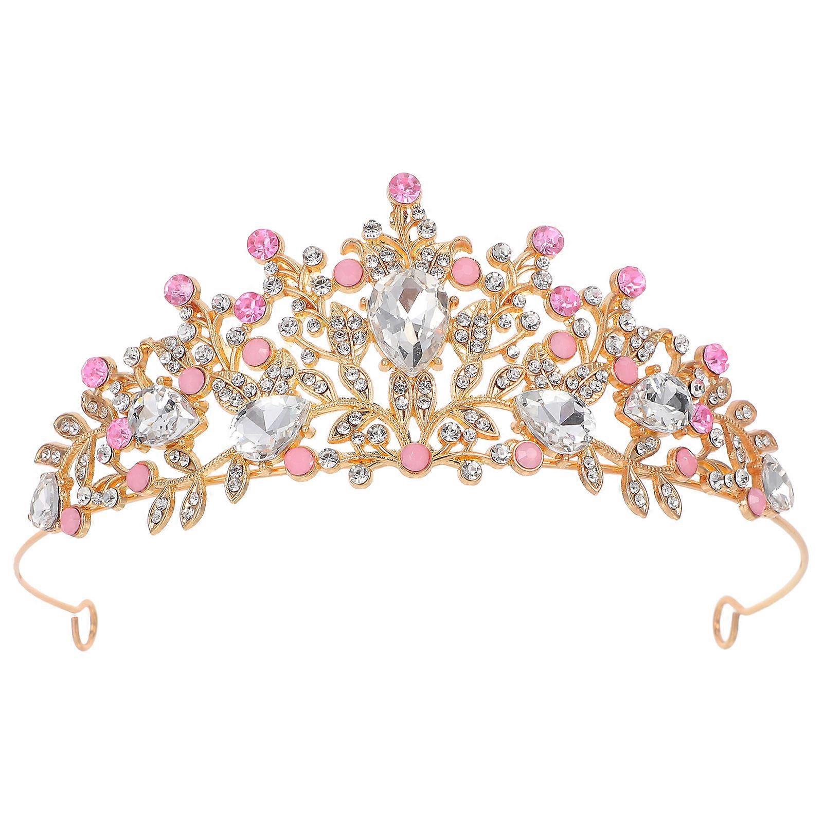 Pink Rhinestone Tiara Headband for Birthdays, Weddings, and Parties – Lightweight, Comfortable Design for Effortless Styling, Ideal for Stage