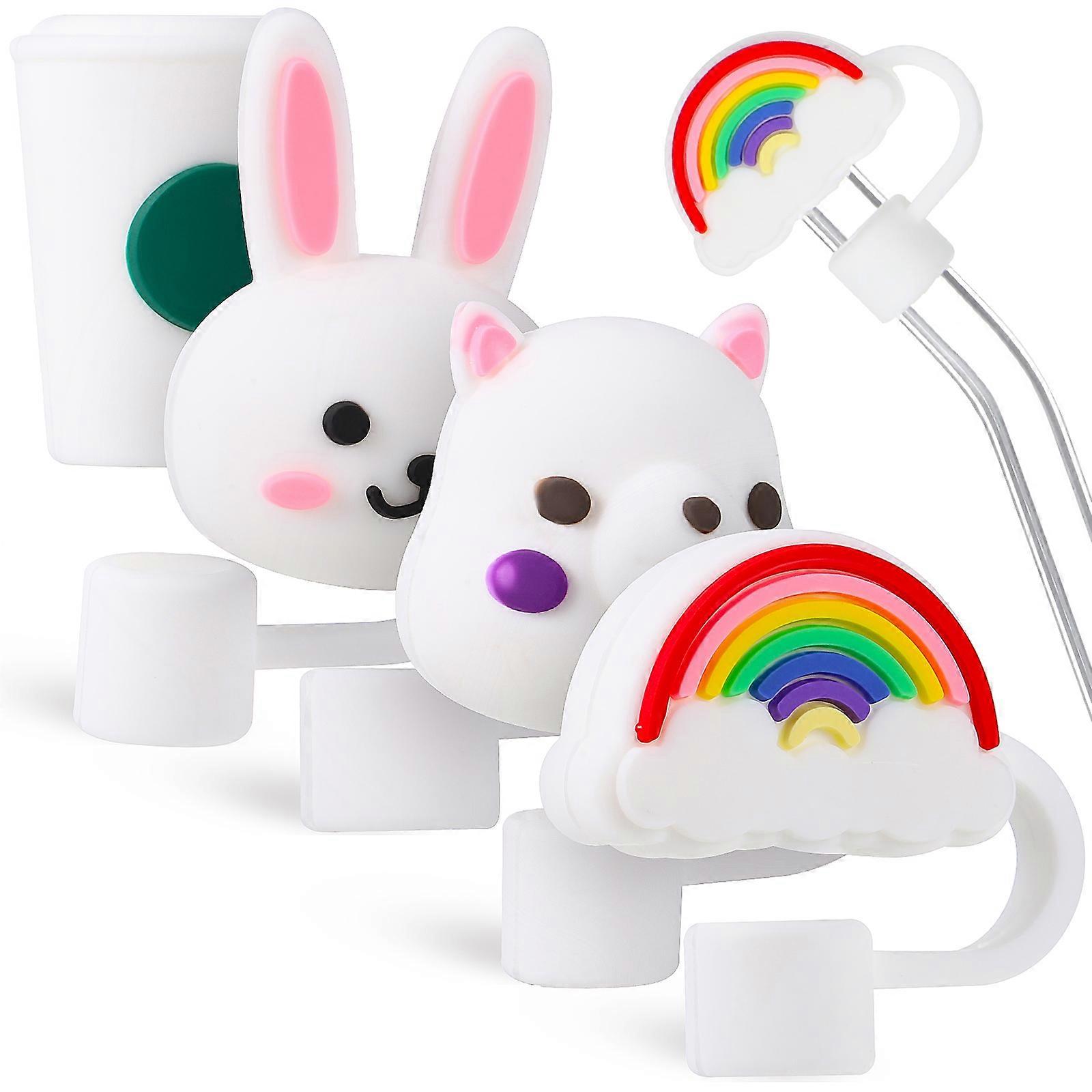 Straw Tip Covers 12 Pcs Cartoon Style Assorted Silicone Straws Stoppers Ideal For Distinguishing Drinks At Parties