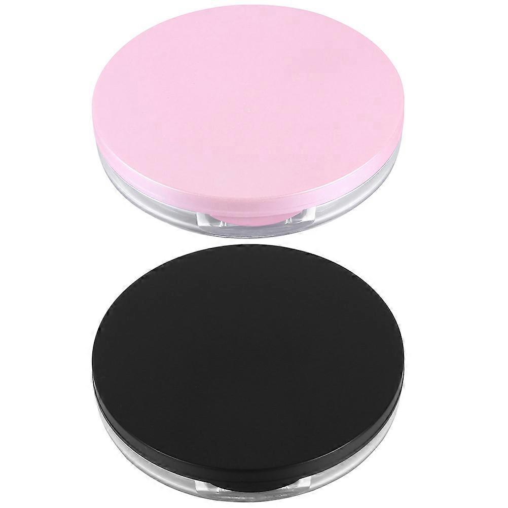 2 Sets Portable Makeup Sponge Case with Fluffy Powder Puff – Empty Powder Holder for Travel & Daily Use – Stylish Pink & Black Design