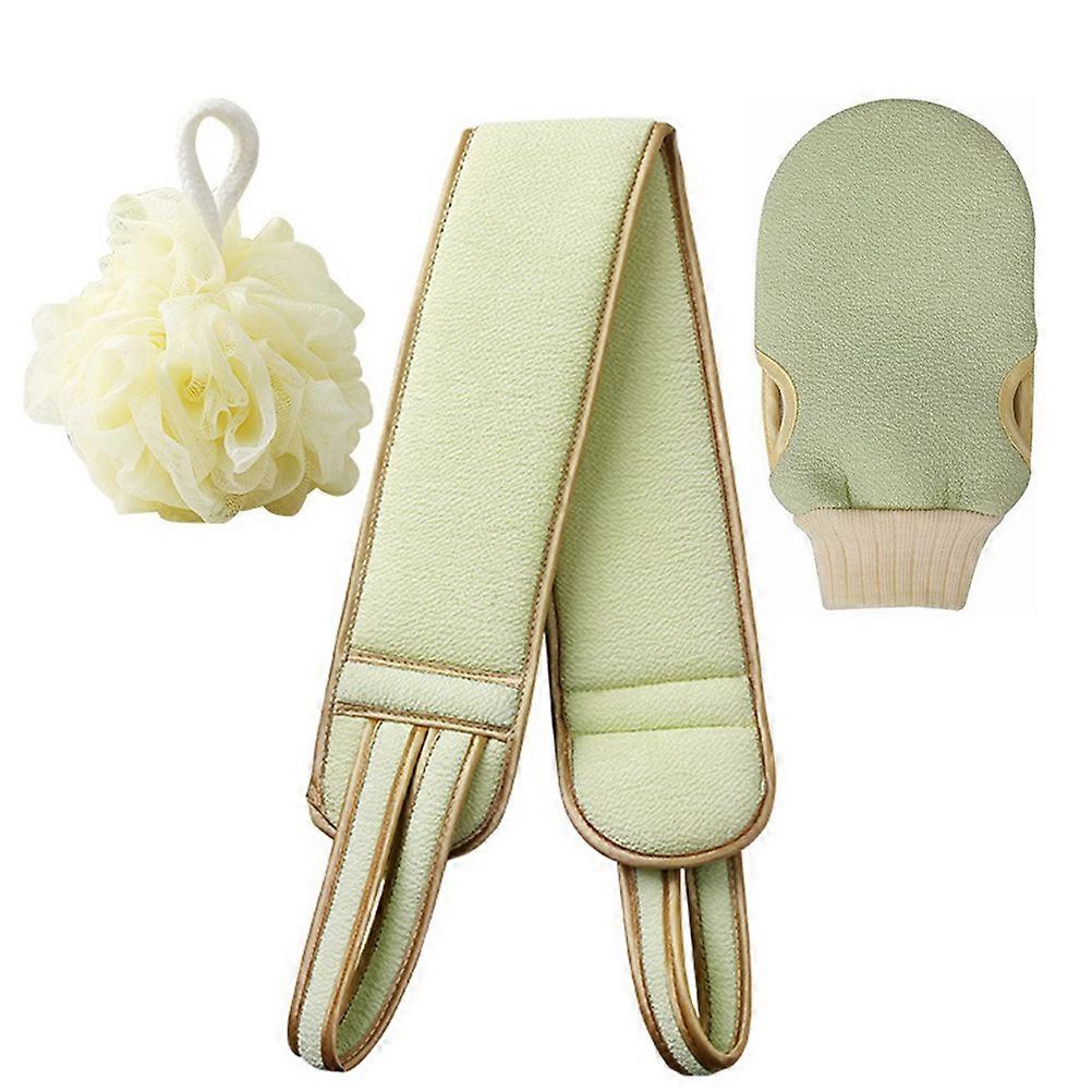 Shower Back Scrubber Towel Set Easy Clean Body Deep Cleaning 1Set Light Green