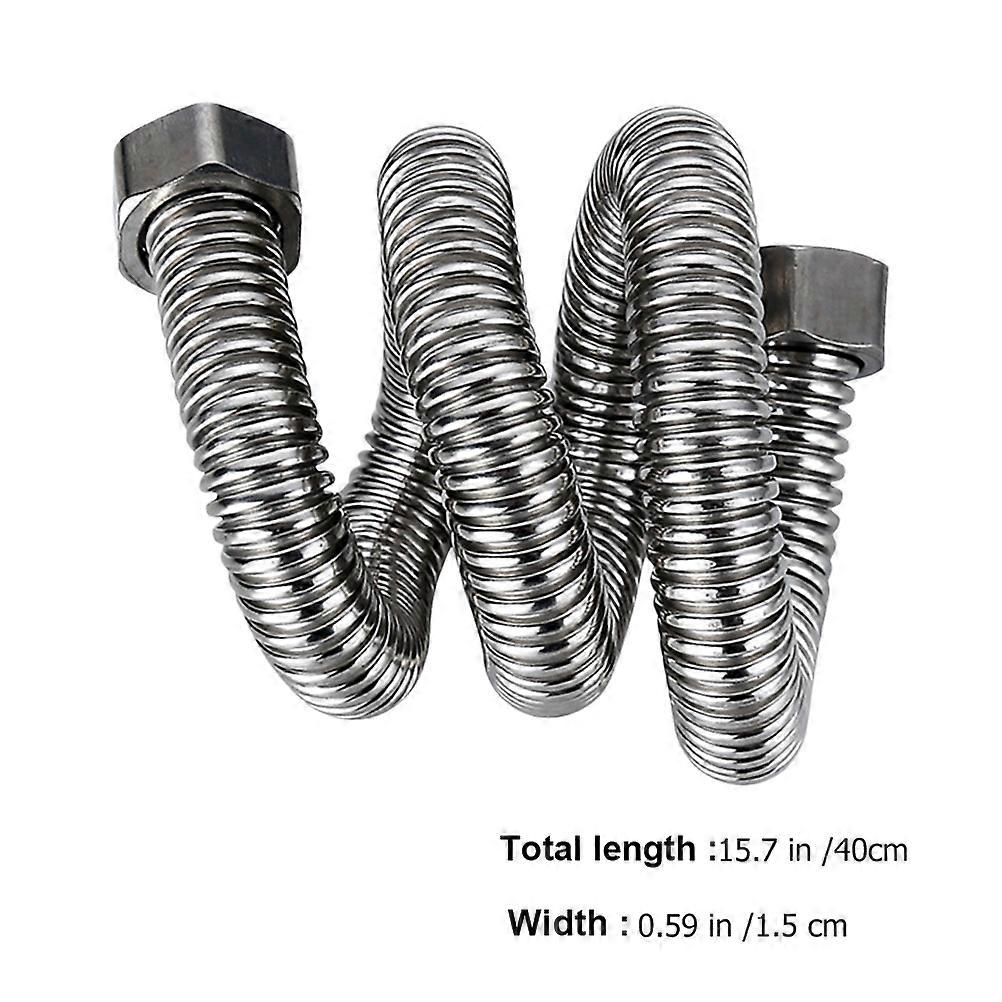 Stainless Steel Corrugated Hose for Water Heater Use Silver Flexible and Easy to Bend 40CM