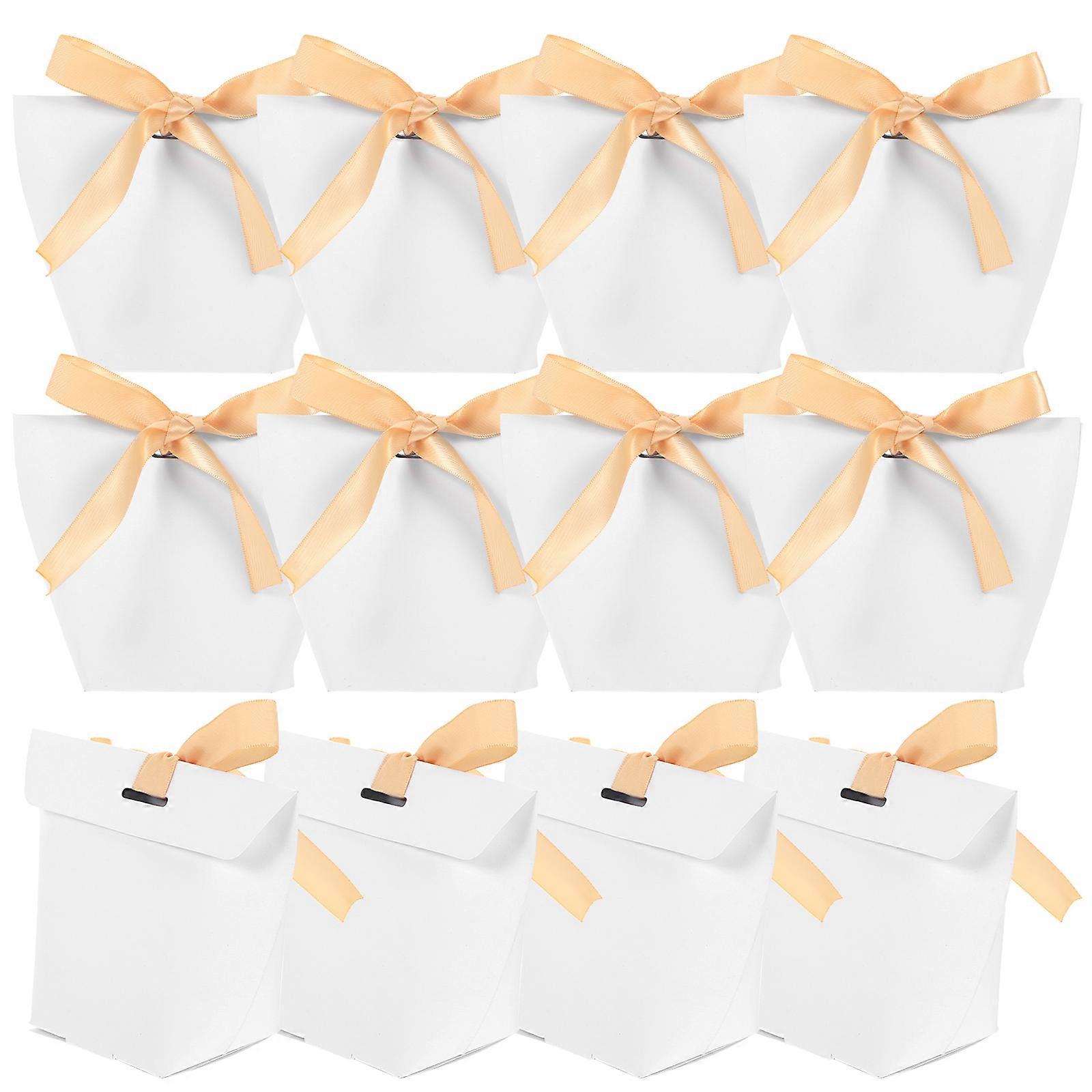 Party Favor Bags 20Set Simple Design Rectangular for Festivals Neighbors 12X10X2.5CM White Paper