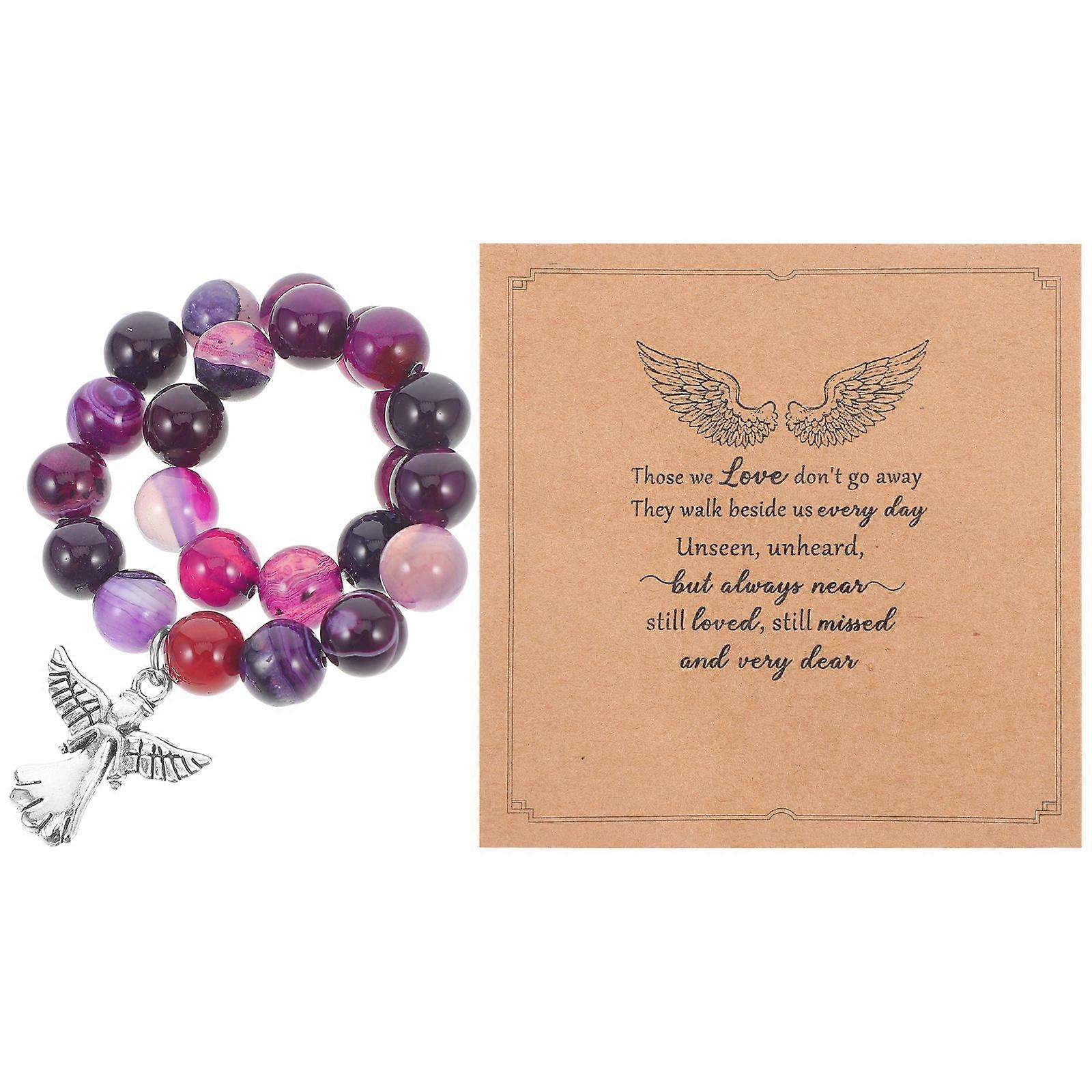 Memorial Stone Beaded Bracelet Set for Loss of Loved Ones, Comforting Bereavement with Unique Gemstone Design and High Texture Craftsmanship