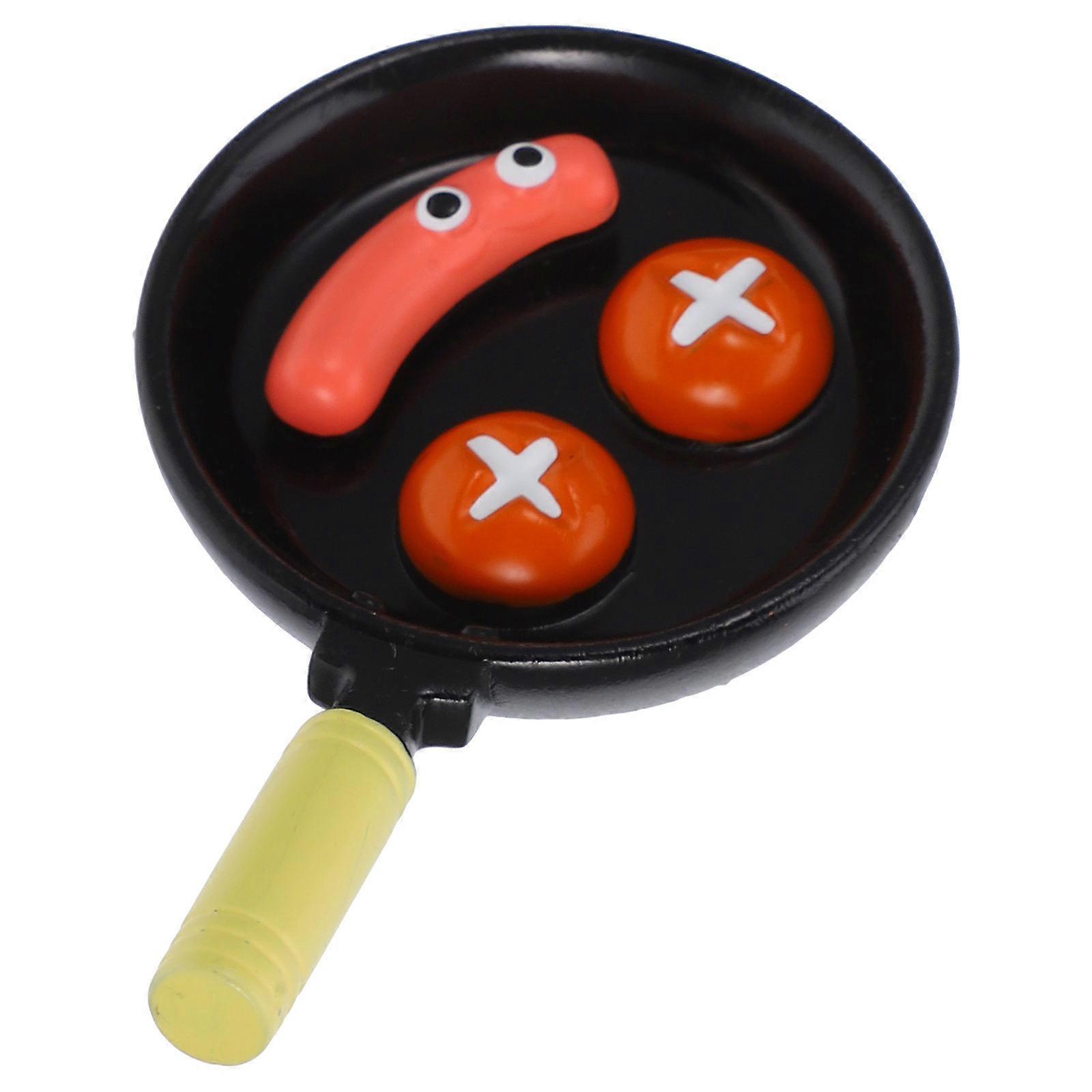 Miniature Frying Pan Made of Iron for Playing Black Color Adds Charm to Doll House Kitchen Scene 6.5 inches