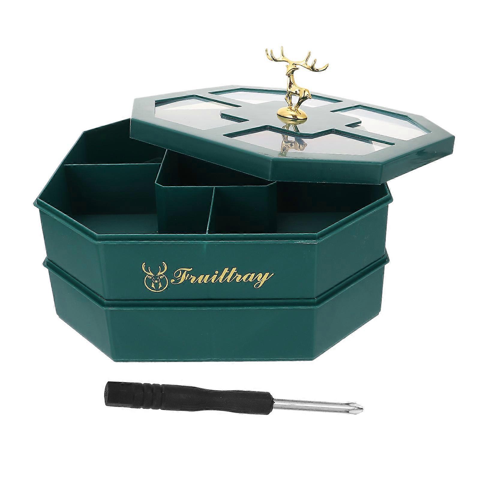 Snackware Tray For Daily Entertainment Double Layer Divided Serving Tray In Green Made From PP Material 1Pack