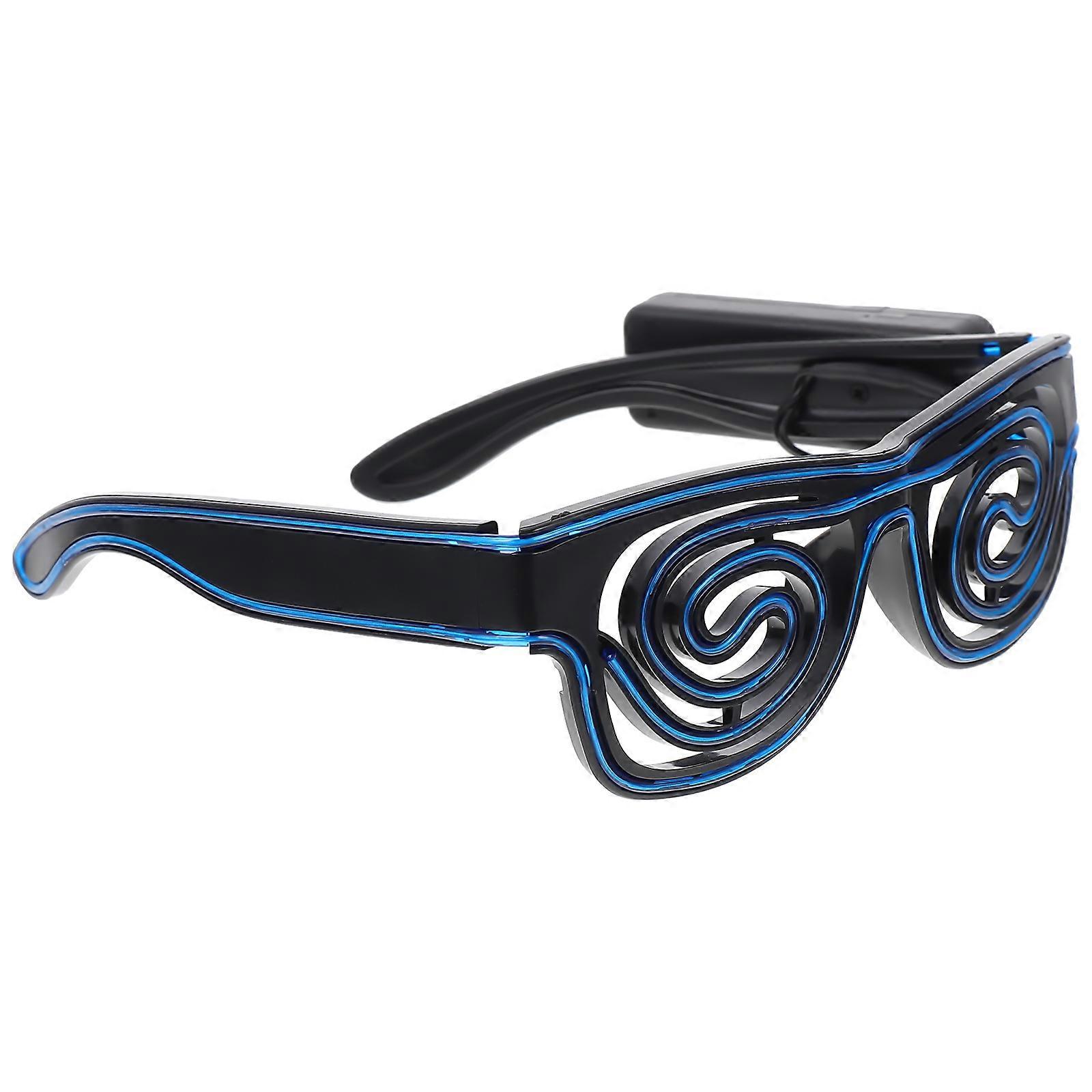 LED Creative Eyeglasses Luminous Spiral Design For Parties And Events Blue Color Illuminated 1Pc