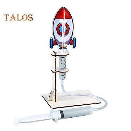 1 Set DIY Rocket Launcher Model Kit Handmade Wooden Puzzle Air Powered Rocket Building Crafts Kids STEM Educational Science Experiment Toy
