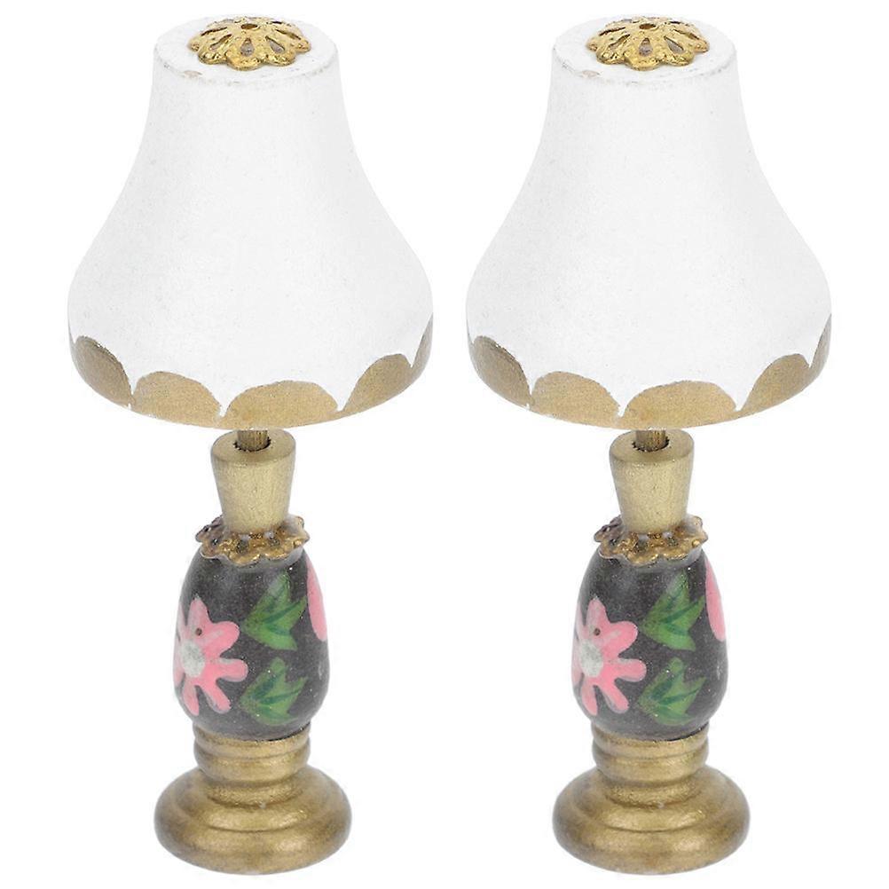 Miniature Lamp Model Resin Creative Mini Light for Decor 2Pcs Set