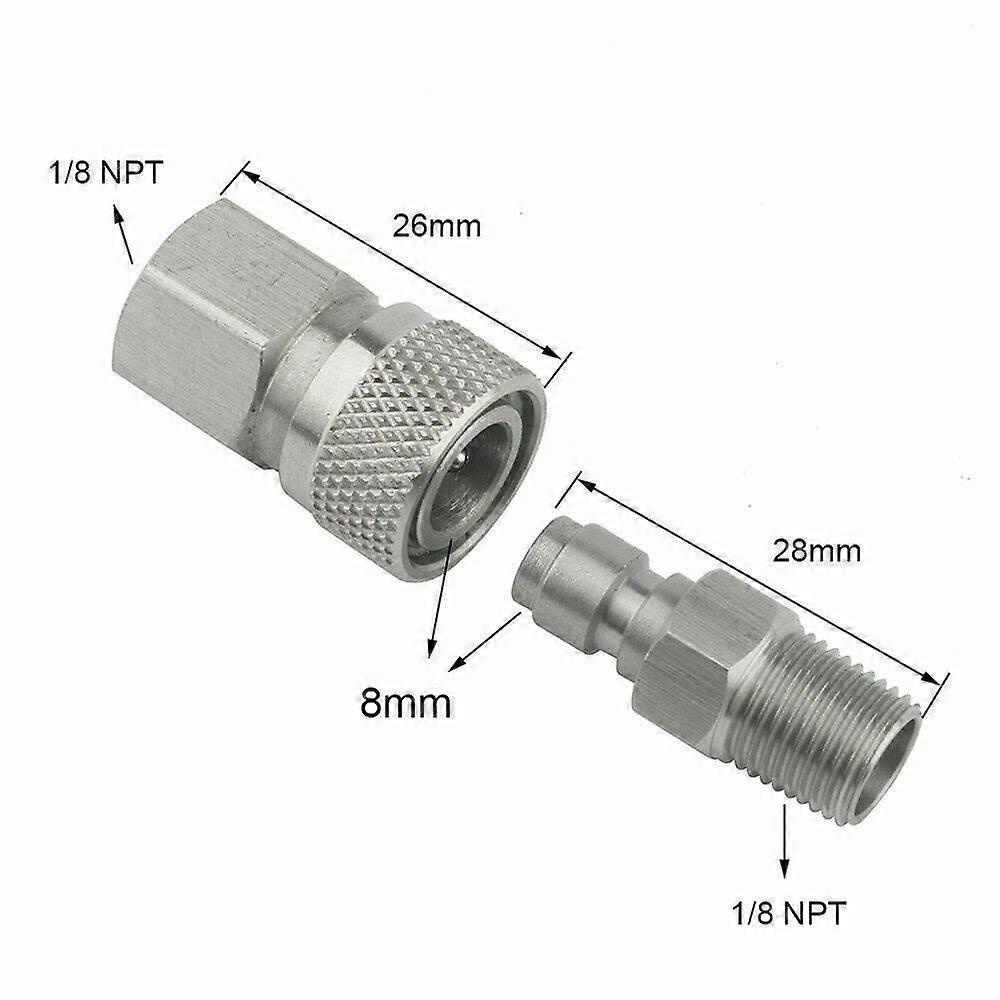 彩弹 PCP 8mm 快速释放开关 1/8NPT 公母组件银色快速断开连接器高品质