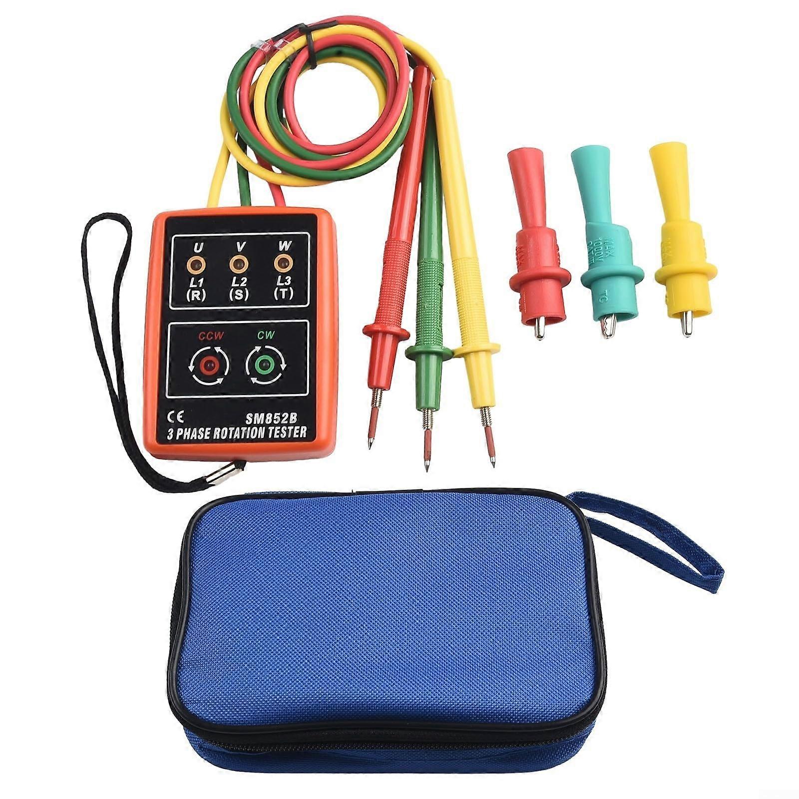 Quick and accurate phase rotation indicator with LED and buzzer instructions (possibly not in German).