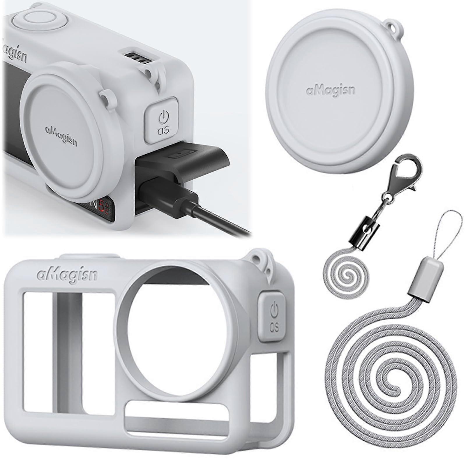 Protective Silicone Case for DJI Osmo Action 5 Pro, Accessory Protective Case Osmo Action 5 Pro Lens Cap Neck Strap