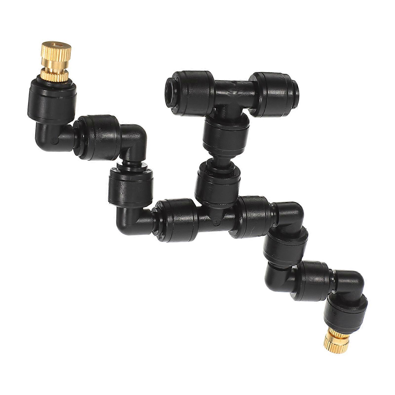 Adjustable Misting Nozzle for Garden with Fine Mist and Easy Installation Black ABS Copper 1/4 Inch Tube Connection