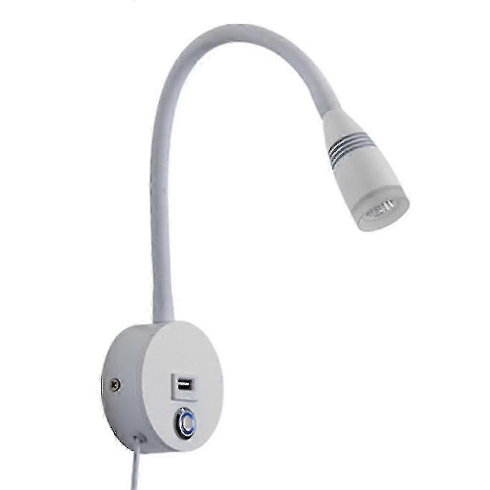 Wall-Mounted Reading Light with USB Charging Port & Touch Dimmer Switch