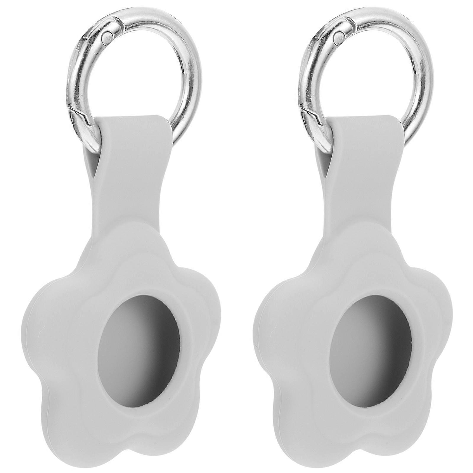 Portable Silicone Keychain Holder For Device Compatible With Airtag In Grey Ideal For Home And Daily Use, 2Pcs