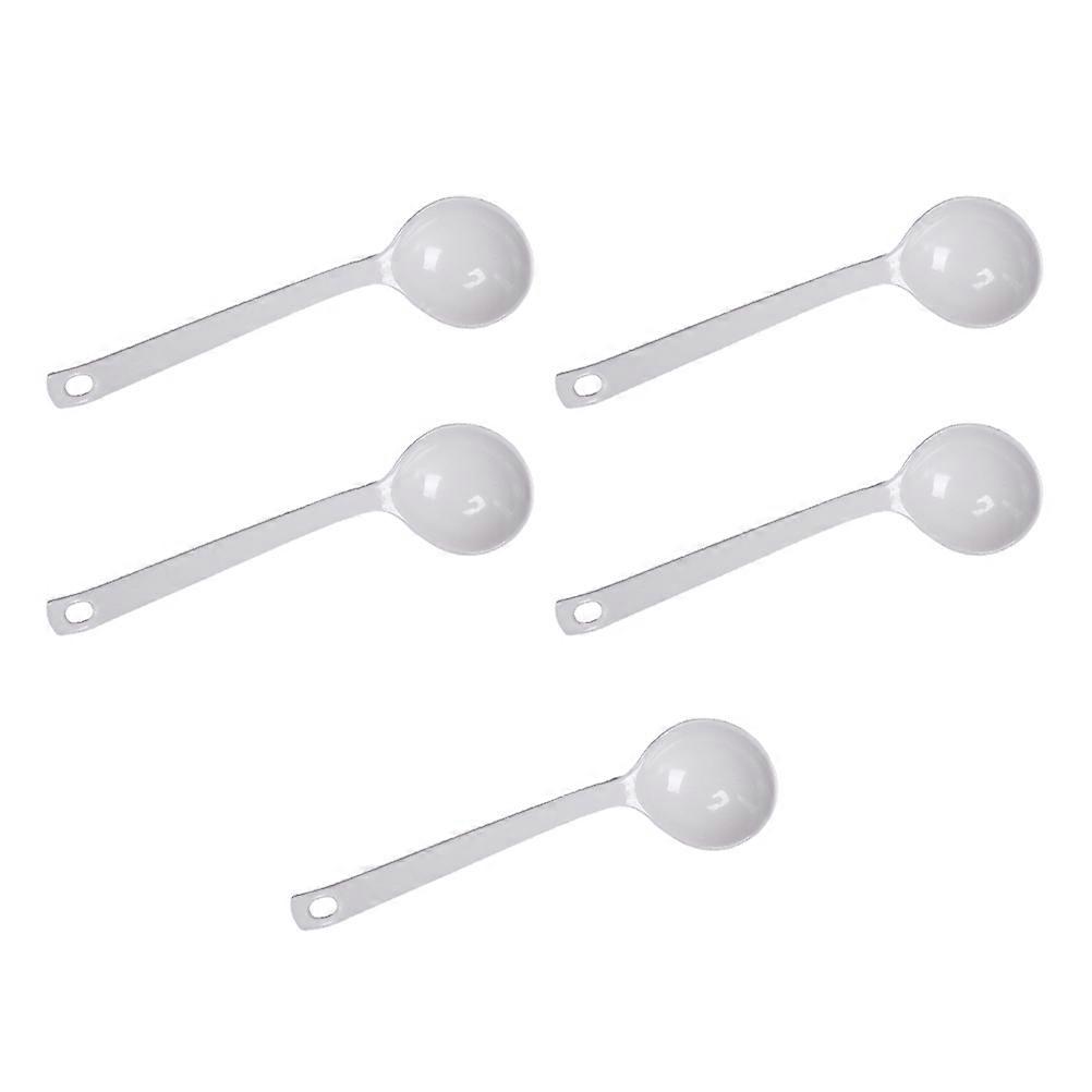 White Chinese Soup Spoons for Home with Turtle Shell Shape 5 Pieces