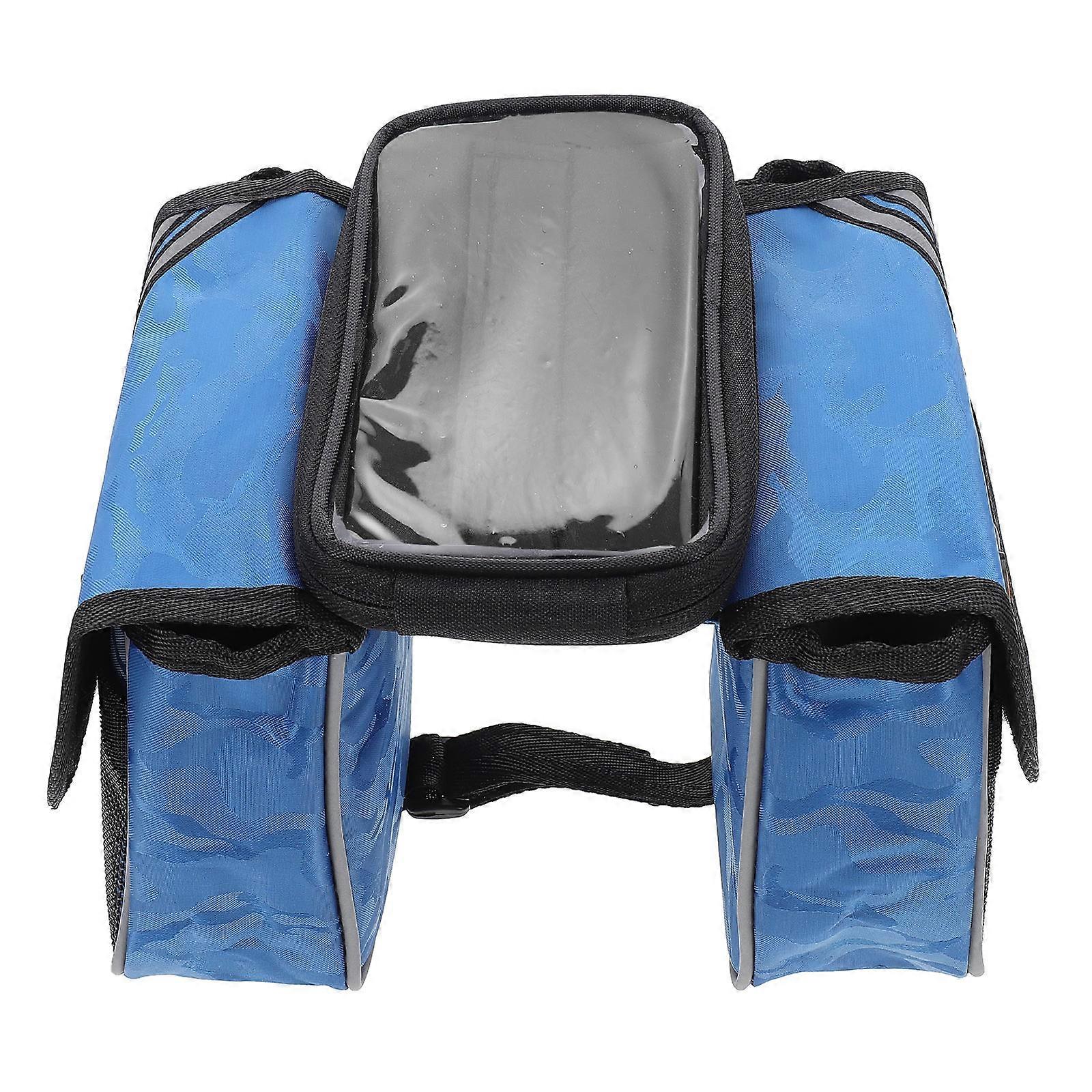Durable Bike Rear Rack Carrying Bag Large Capacity For Bike Lovers In Blue Color Rectangular Shape Ideal For Outdoor Sports 2.85L 1Pcs