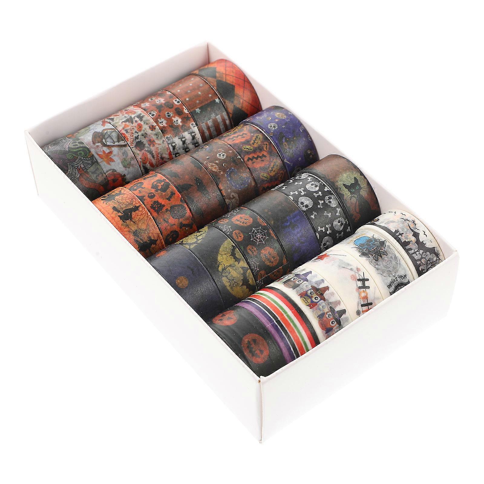 24pcs Halloween Themed Washi Tape Set Decorative Adhesive Masking Tapes for Scrapbooking, Party Wrapping, Gift Sealing & DIY Crafts Projects