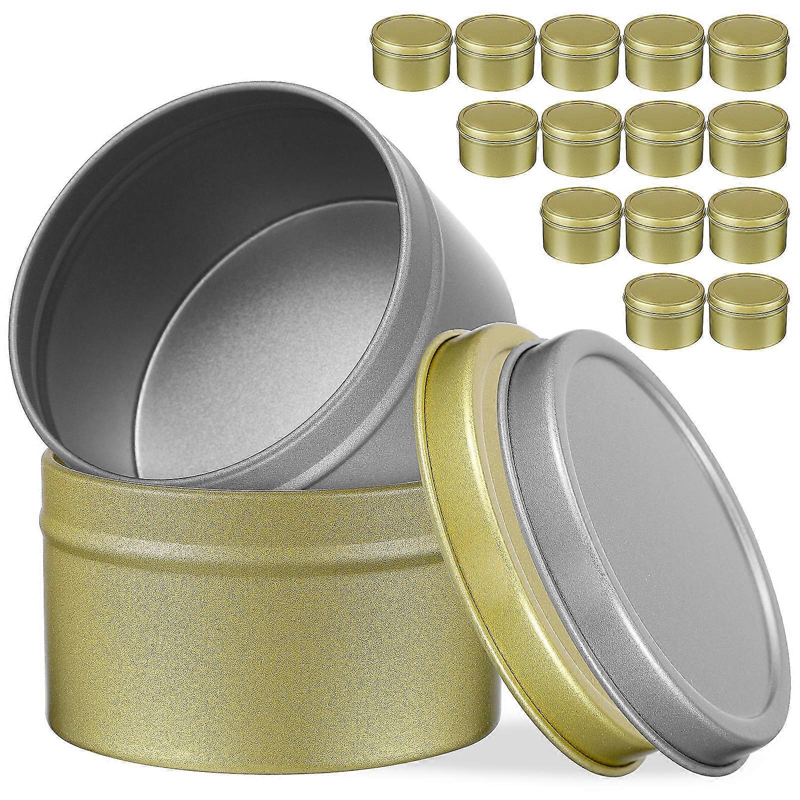 Small Candle Making Jars 16Pcs Portable Storage Tins With Screw Lid Round Shape For DIY Projects And Travel