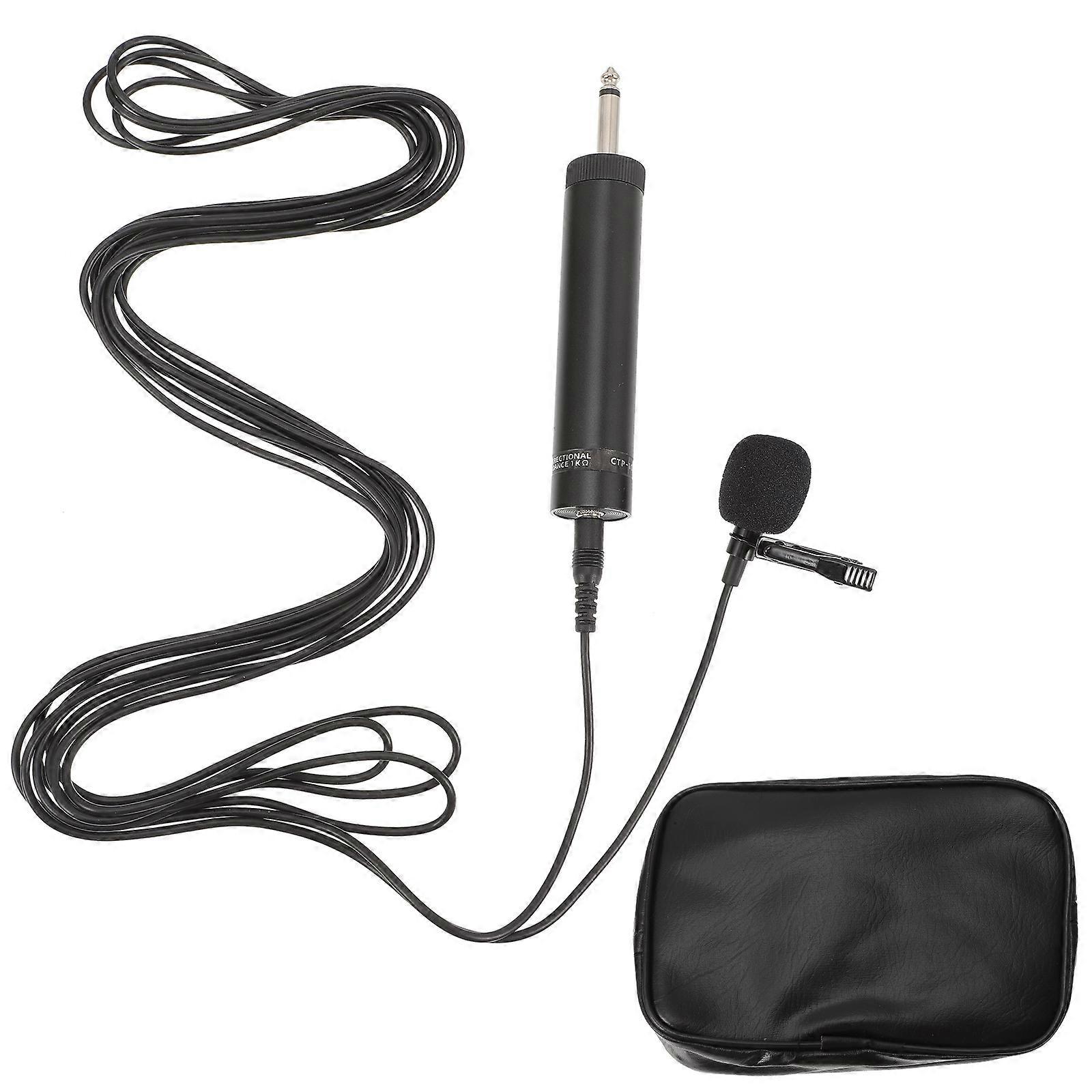 Black PVC Clip Microphone for Teachers with Storage Case Compatible Instrument Lapel Mic 1.5 inches