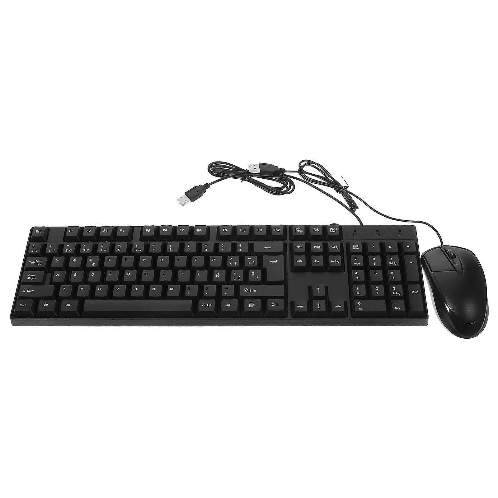 Durable Full Size Wired Keyboard with Number Pad for Gaming Use Black ABS 1 Set