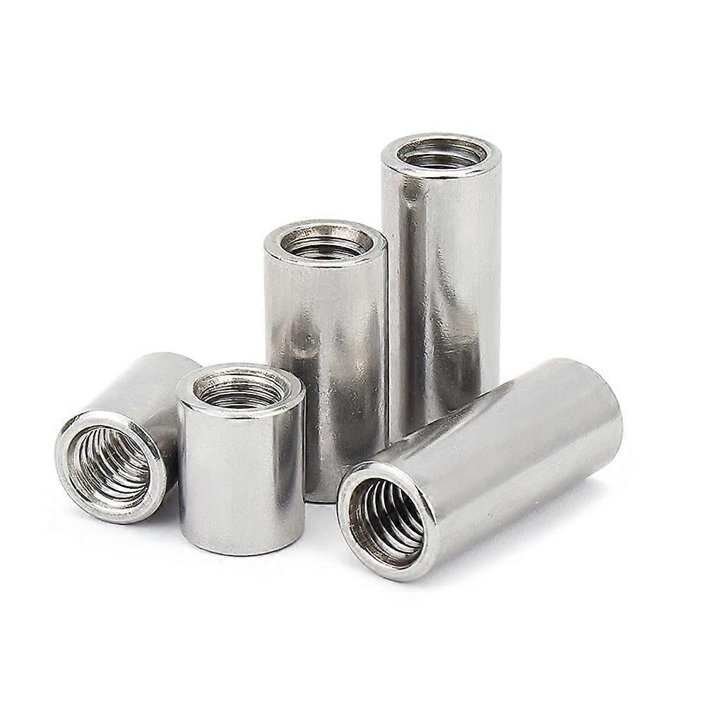 M4 Threaded Sockets, Round, Stainless Steel Round Sockets, Connecting Sleeves, Long Nuts, Spacer Nuts (M4 x 8 x 10 mm, 5 Pieces)