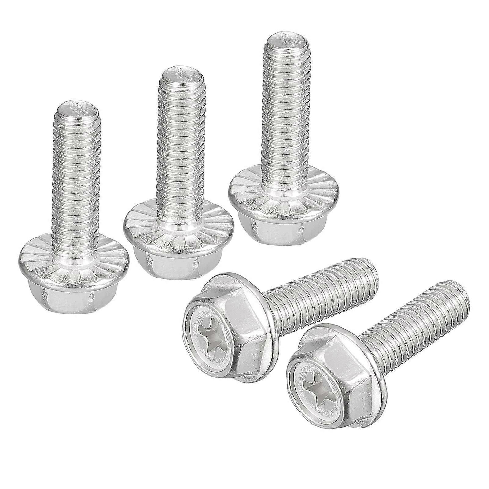 Pack of 10 Phillips Hexagonal Flange Bolts M6 x 20 mm 304 Stainless Steel Hexagonal Head Machine Bolts