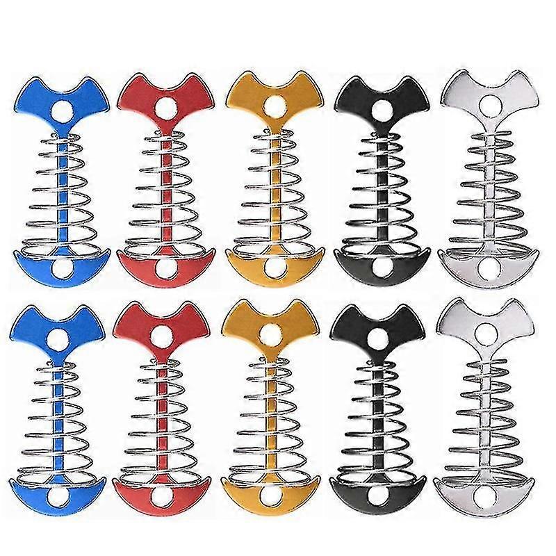 10Pcs Adjustable Plank Floor Spring Anchor Tent Pegs Buckle Outdoor Awning Deck Fixed Nails Camping-Good