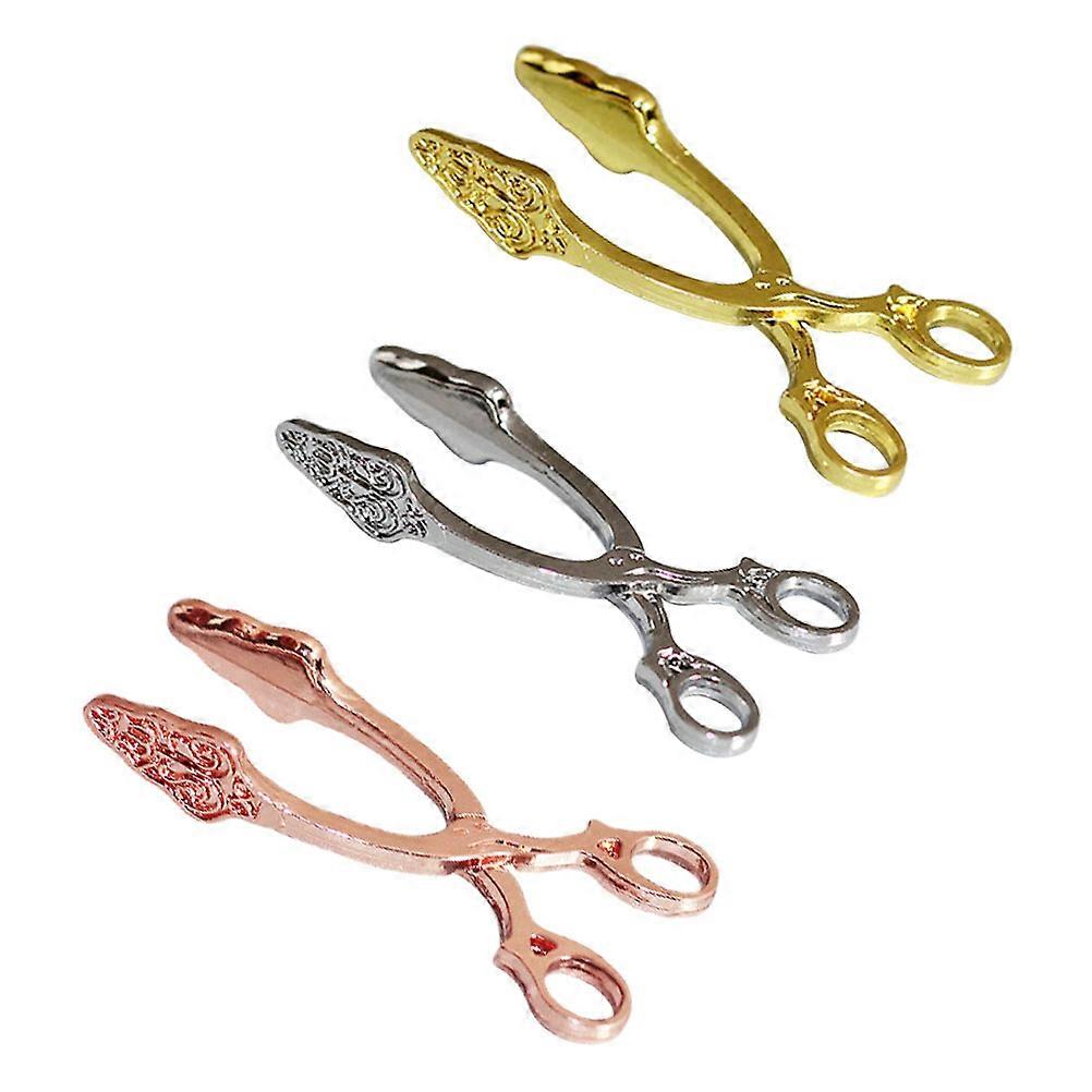 Miniature House Dessert Clip 3Pcs Mini Scene Layout Adornment Assorted Color Zinc Alloy for Mini House Collectors