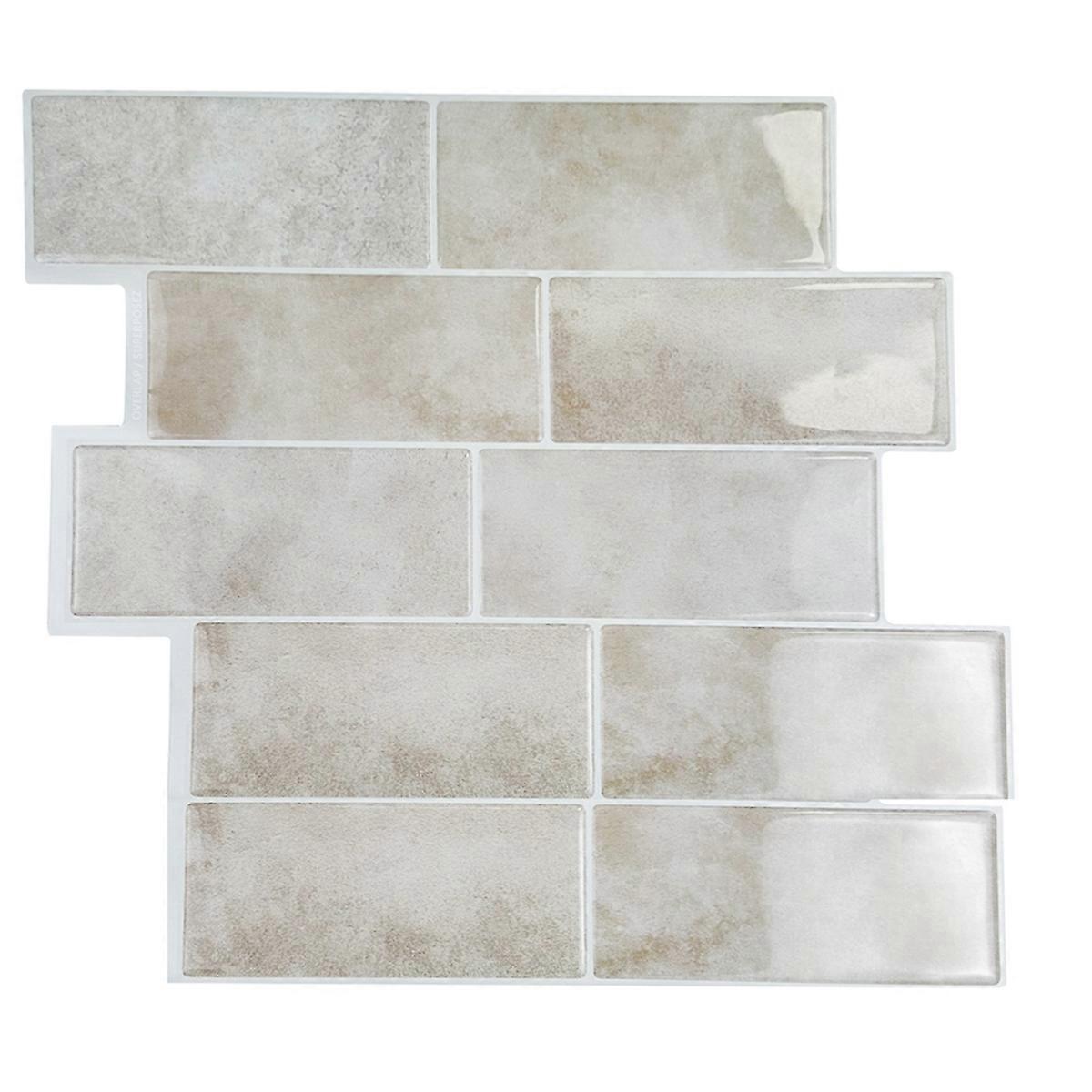Subway Backsplash Tile Peel and Stick Wall Tiles for Bathroom Waterproof 10 Sheets Beige Stone Peel and Stick Backsplash