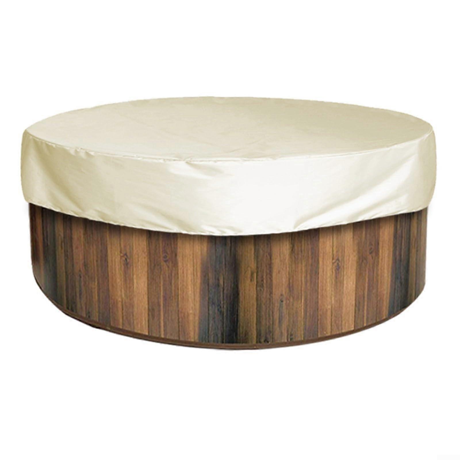 Round Spa Cover - Waterproof Fabric with UV Protection, 190 x 30 cm, Beige, Lightweight and Durable Design