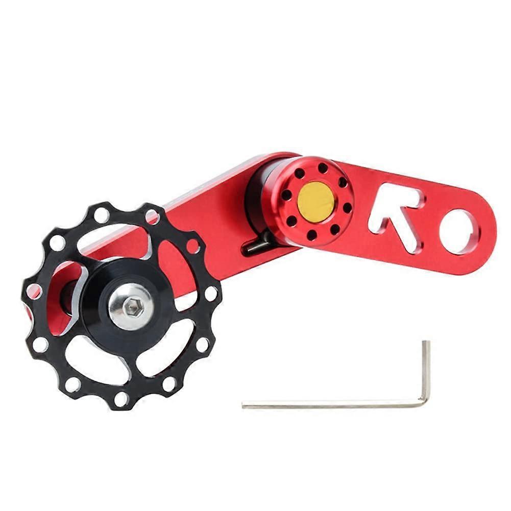 Folding Bike Chain Tensioner for Single Speed, Oval Chainring Converter, Compatible with 20-Inch Wheels, Red