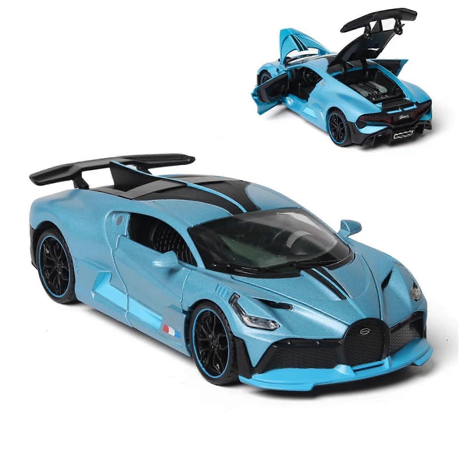 Divo Model Car 1:32 Scale Alloy Diecast Pull Back Vehicle with Sound and Light for Display and Collection (Blue)