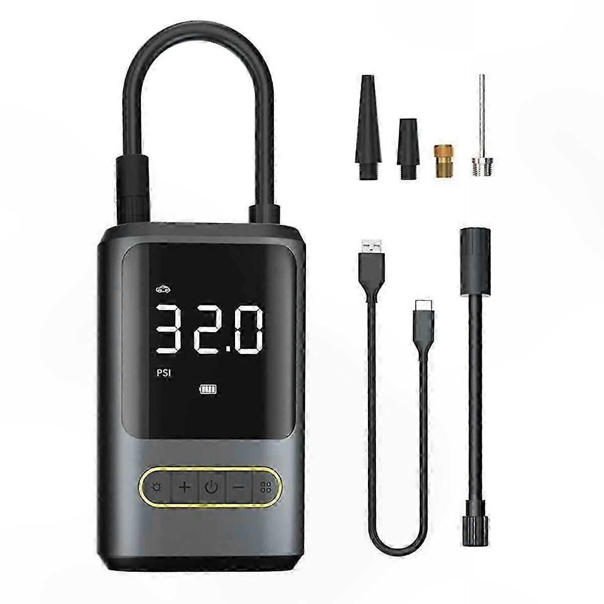 Wireless Portable Air Pump with USB Type-C Rechargeable Battery for Bike Car Motorcycle Inflation Solution 4000mAh Power Capacity