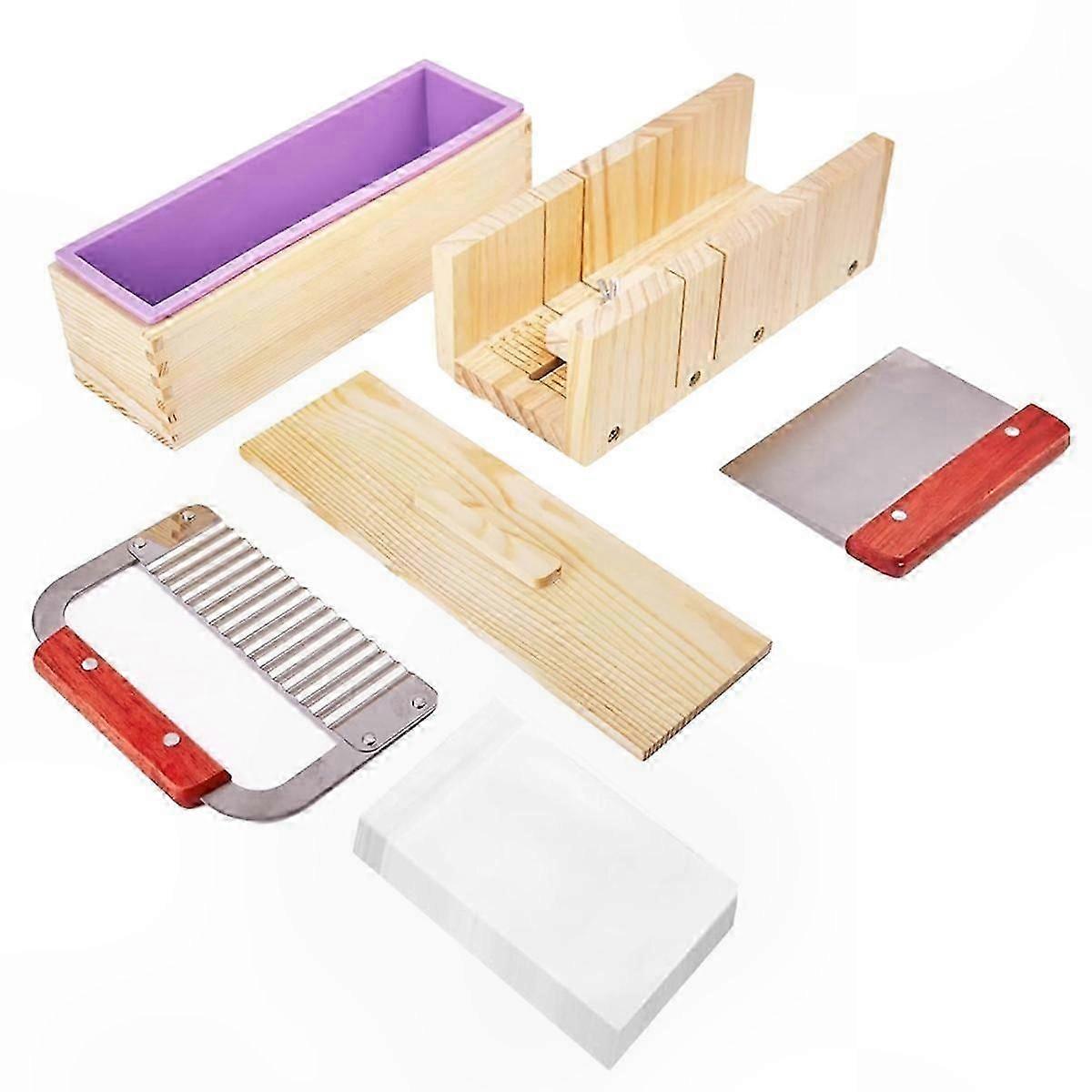 DIY Soap Crafting Set with Wooden Measuring Box and Cutter, 42oz Base Material for Custom Soap Making
